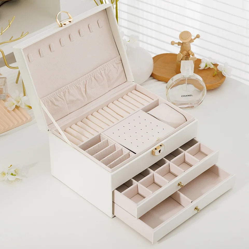 Portable Jewelry Storage Box Travel Organizer Jewelry Case Leather Storage Earrings Necklace Ring Jewelry Organizer Display