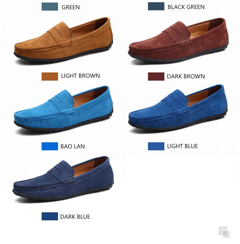 Men Casual Shoes Fashion Suede Leather Men Loafers High Quality Moccasins Slip On Men's Flats Lightweight Driving Shoes 38-47
