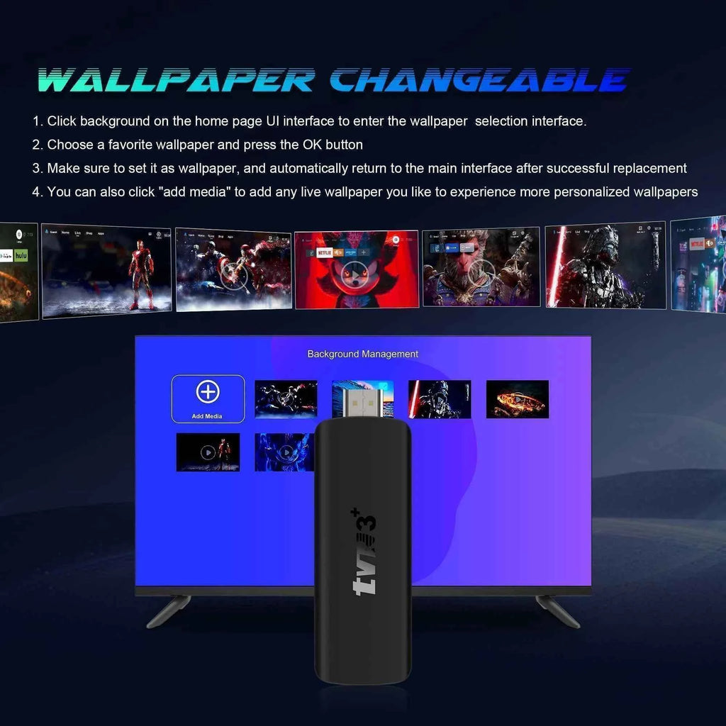 2026 TVR3+ Dual UI interface TV Stick 8K HD WIFI 6 Android 14.0 RK3518 Quad Core 8GB RAM 128GB ROM Home Theater Media Player