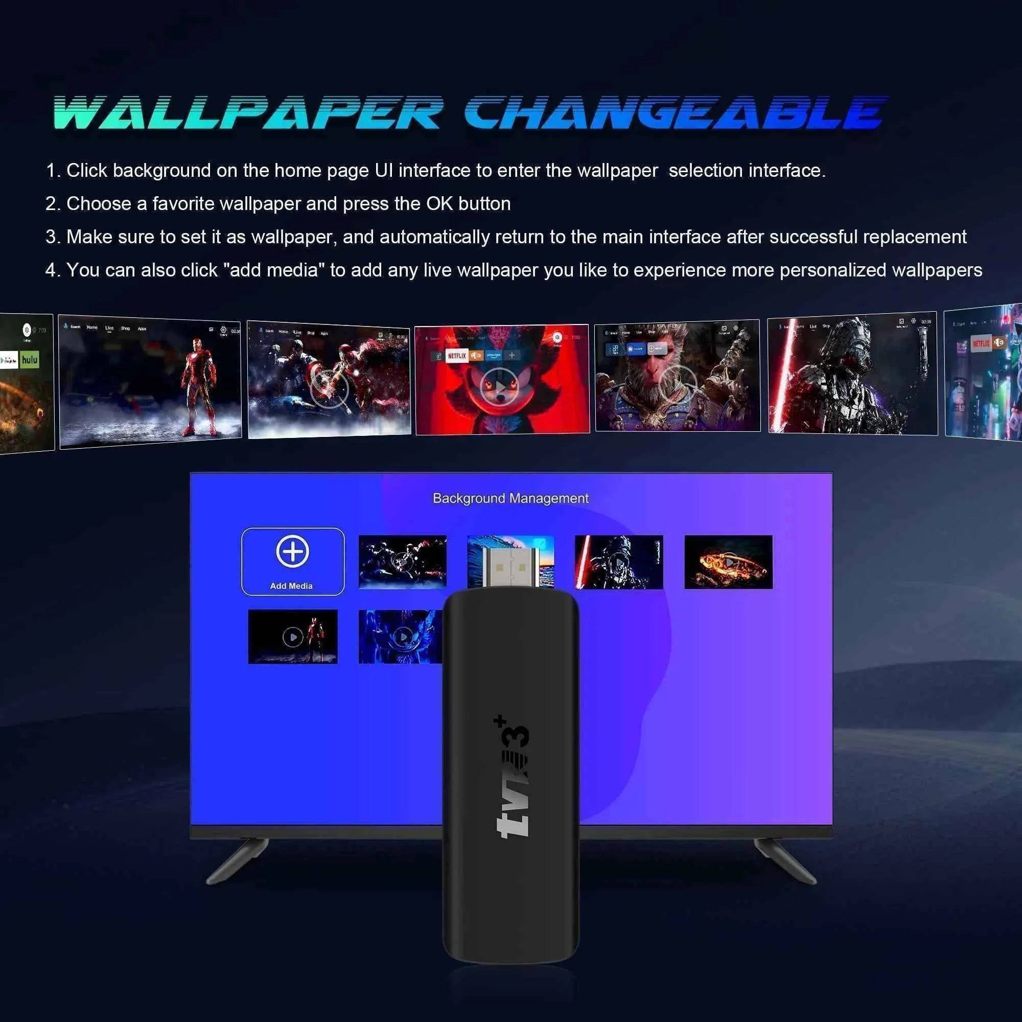 2026 TVR3+ Dual UI interface TV Stick 8K HD WIFI 6 Android 14.0 RK3518 Quad Core 8GB RAM 128GB ROM Home Theater Media Player