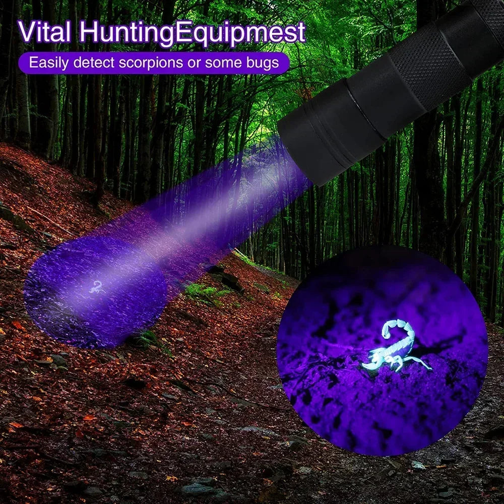 9/12 LED Protable UV Flashlight Black Light 395 NM Ultraviolet Torch Blacklight Detector for Dog Urine Pet Stain and Bed Bug