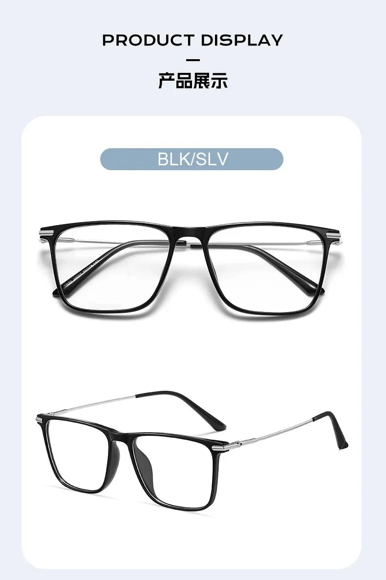 VICKY Classic Titanium Men's Square Frame Simple Design Blue Light Reading Glasses Customizable Prescription Photochromic 007