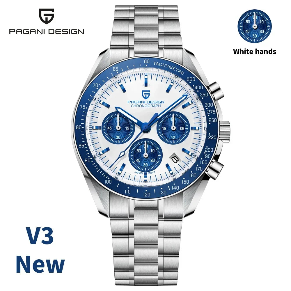 Blue Color Men's Chronograph Quartz Watch With Sapphire Crystal