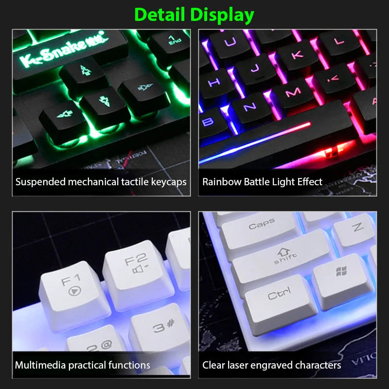 Ergonomic Backlit Gaming Keyboard And Mouse Combo