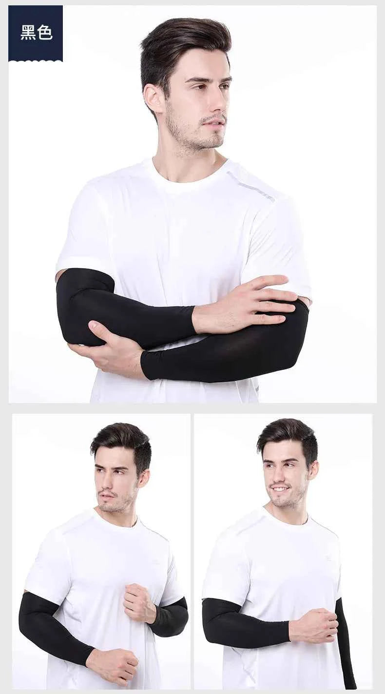 2Pcs Unisex Cooling Arm Sleeves Cover Sports Running UV Sun Protection Outdoor Men Fishing Cycling Sleeves for Hide Tattoos