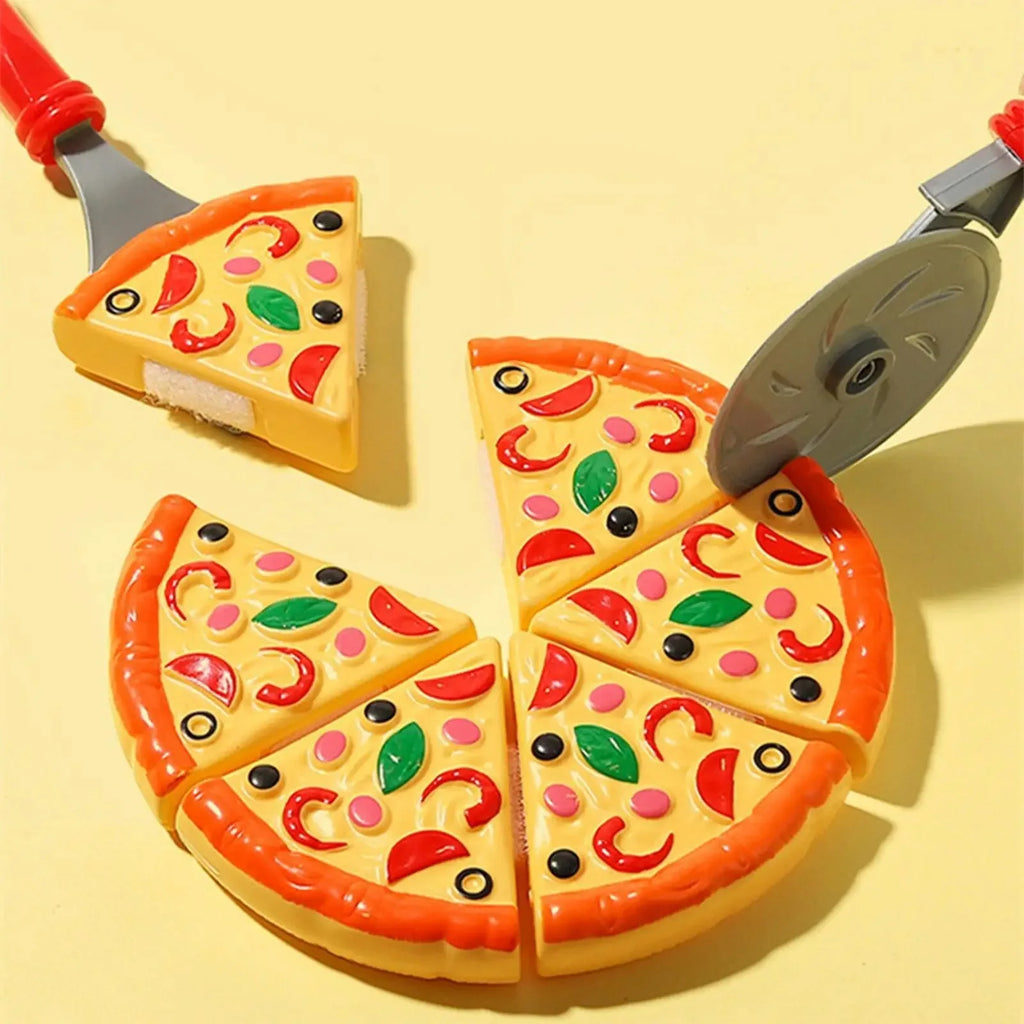 Kids Pizza Cutting Toy - Kitchen Play Accessories, Pretend Cooking Food Fake Pizza Pie Playset for Kids Indoor Play