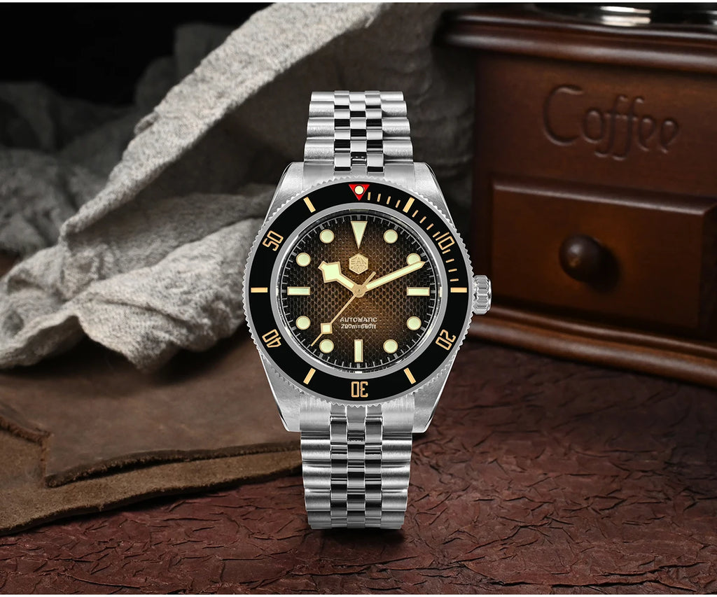 San Martin New 40mm BB Diver Watch Top Brand Classic Mens Watches NH35 Automatic Mechanical Sapphire Waterproof Reloj SN0128