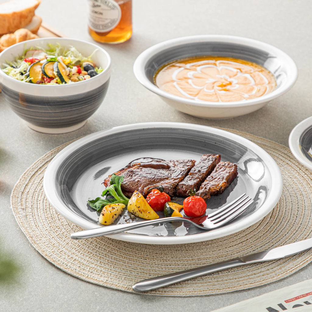VANCASSO ORI 16/32 Piece  Stoneware Tableware Set with Dinner/Dessert Plate Cereal/Pasta Bowl  for 4/8 person 4 color Optional