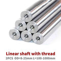 2PCS linear shaft Length100-1000mm OD8/10/12/16/20/25mm with two ends of M4/M5/M6/M8 thread hole depth of 8-16mm Chromed Harden