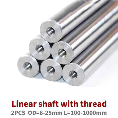 2PCS linear shaft Length100-1000mm OD8/10/12/16/20/25mm with two ends of M4/M5/M6/M8 thread hole depth of 8-16mm Chromed Harden
