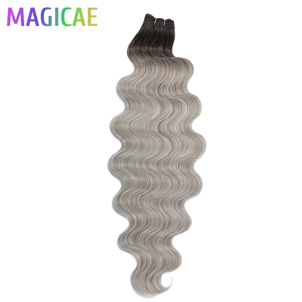 Magicae 30Inches 200G Piano Blonde SP12/16/613 Ombre Brown 6# Body Wave Bundles High Temperature Synthetic Hair Extensions