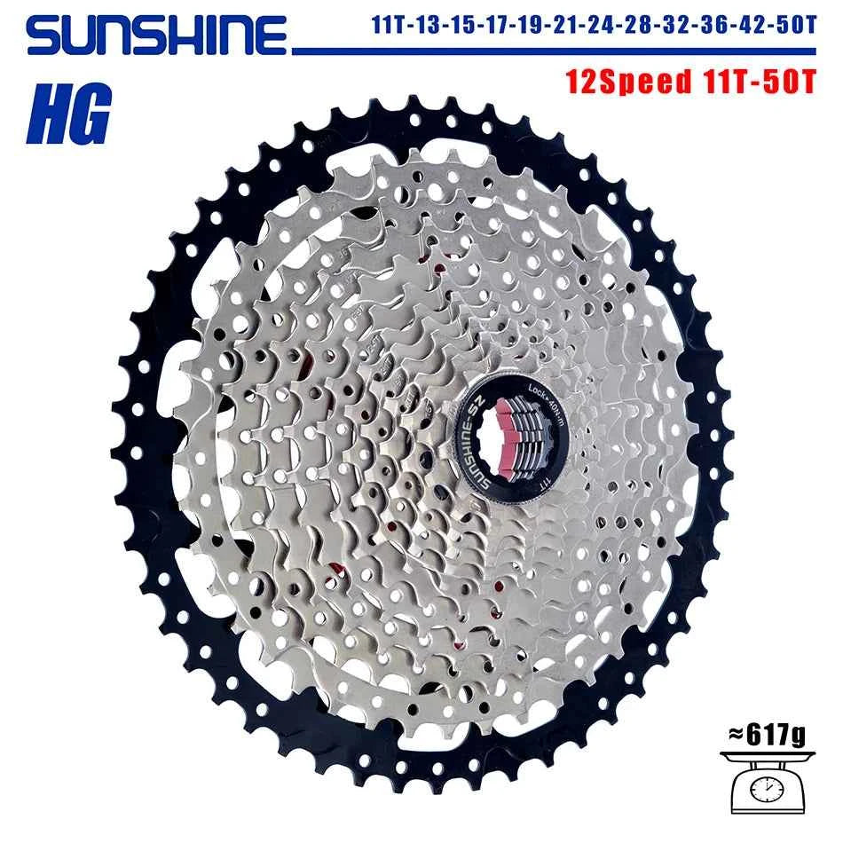 SUNSHINE Bicycle Cassette 8/9/10/11/12Speed Freewheel HG Structure Sprocket 32/36T/40T/42T/46T/50T/52T Flywheel For SHIMANO/SRAM