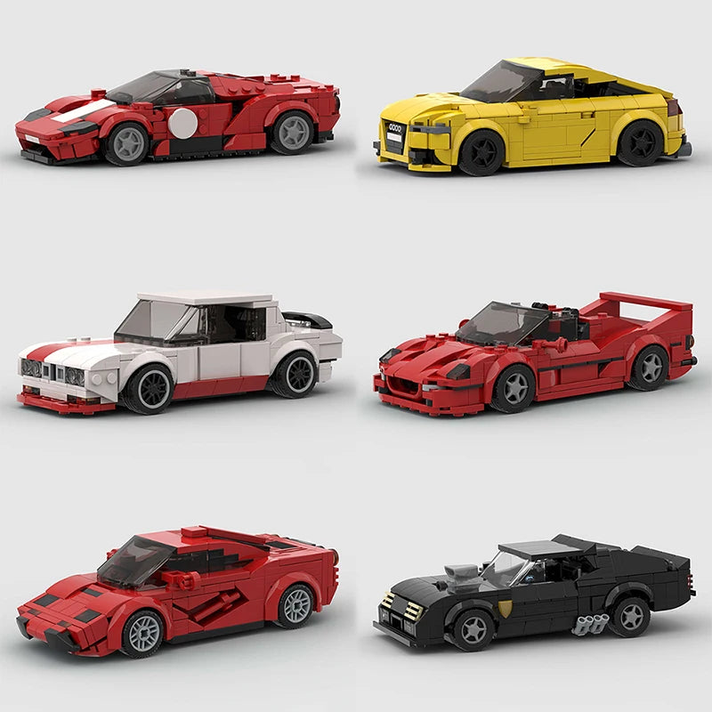 MOC Car Speed RX7 AE86 Chiron R8 Creative Racing Vehicle Model Building Block Super Race brick City Rally Sport Toy Technical