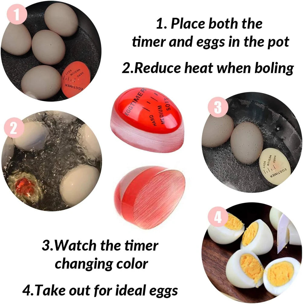 Egg Timer Color Changing Indicator Soft Medium and Hard Boiled Eggs Heat Sensitive Safe Durable Kitchen Aid Gift Home Use