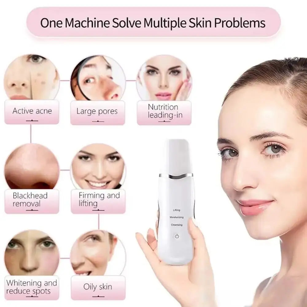 Ultrasonic Shovel Machine For Facial Skin Lifting Moisturizing Cleansing Deep Skin Dirt Remover Blackhead Peeling Beauty Device
