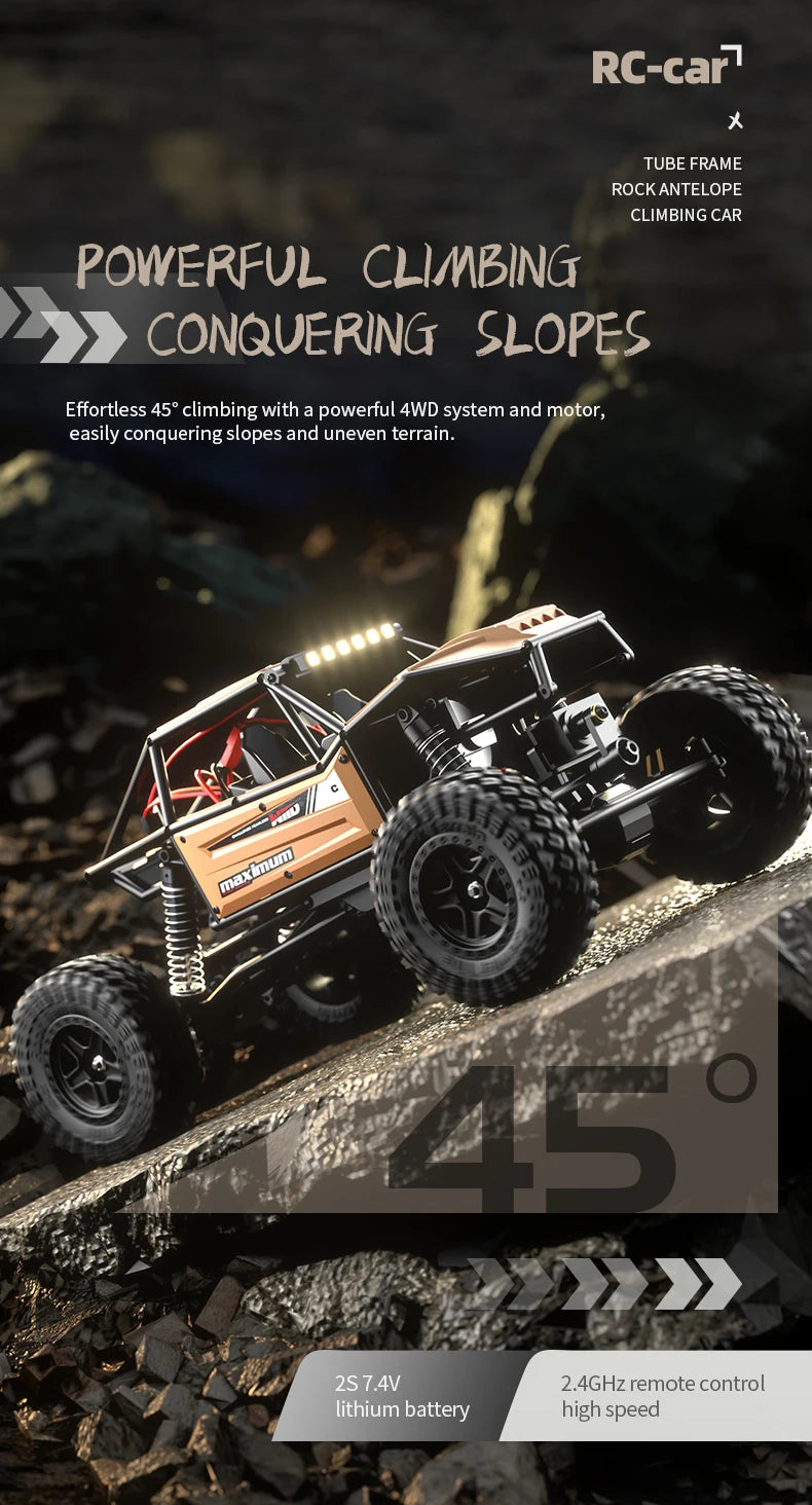1/18 RC Climbing Car 4WD Off-road Remote Control Vehicle RTR Rock Crawler Big-wheel 4x4 Electric Truck Model Toys for Kids