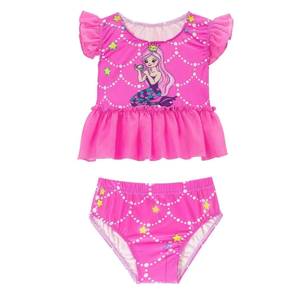 3PCS Mermaid Tails Swimwear Set for Swimming Girls Princess Bathing Suit Sets Kids Mermaid Swimsuit Swimable Costume