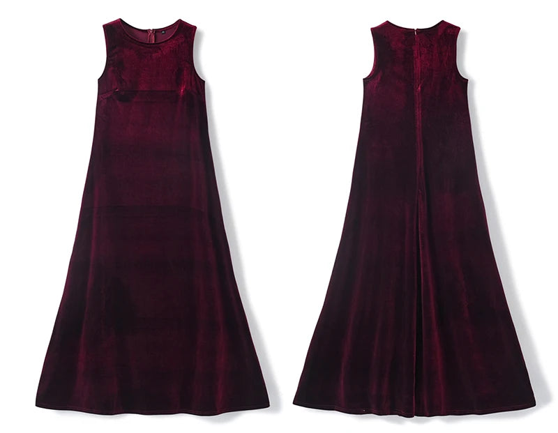 2024 AW Mail's Sister Matching Clothing Women Sleeveless Long Velvet Dress Ladys Knitted Pullover Female Top
