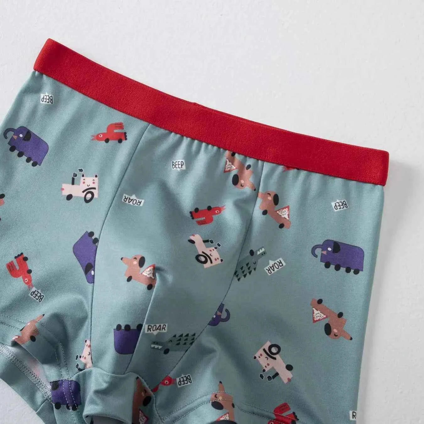 4 pieces of cute cartoon elastic waisted underwear for boys in all seasons, comfortable boxer shorts, multi-color home shorts