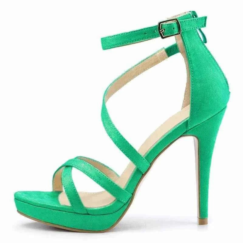 2026 Women Sandals 110mm Velvet Open Toe Ankle Strap Stiletto Strappy High Heels Platform Sandals Party Wedding Dress Sexy Shoes