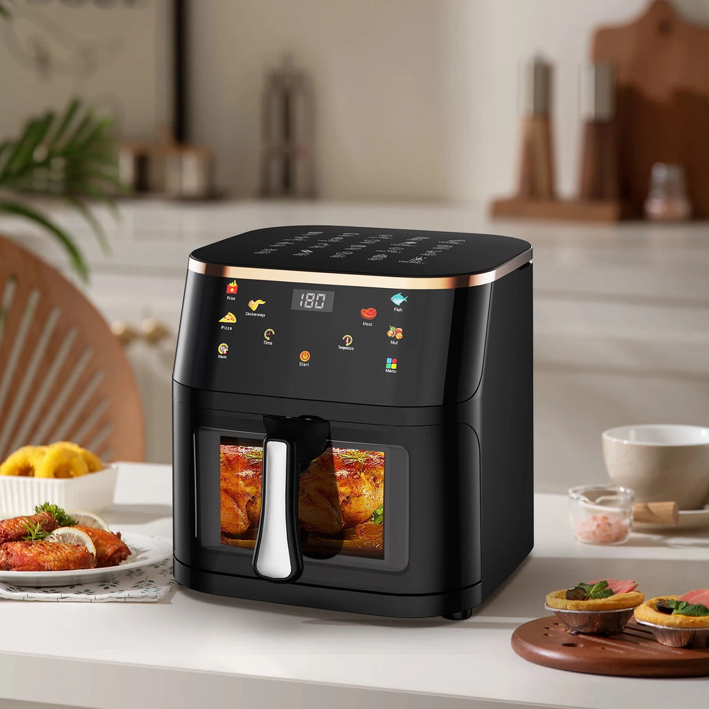 6L/10L Air Fryer, Healthy Cooker with Visual Cooking Window, Non-Stick Basket, 60-Minute Timer, Dishwasher Safe.