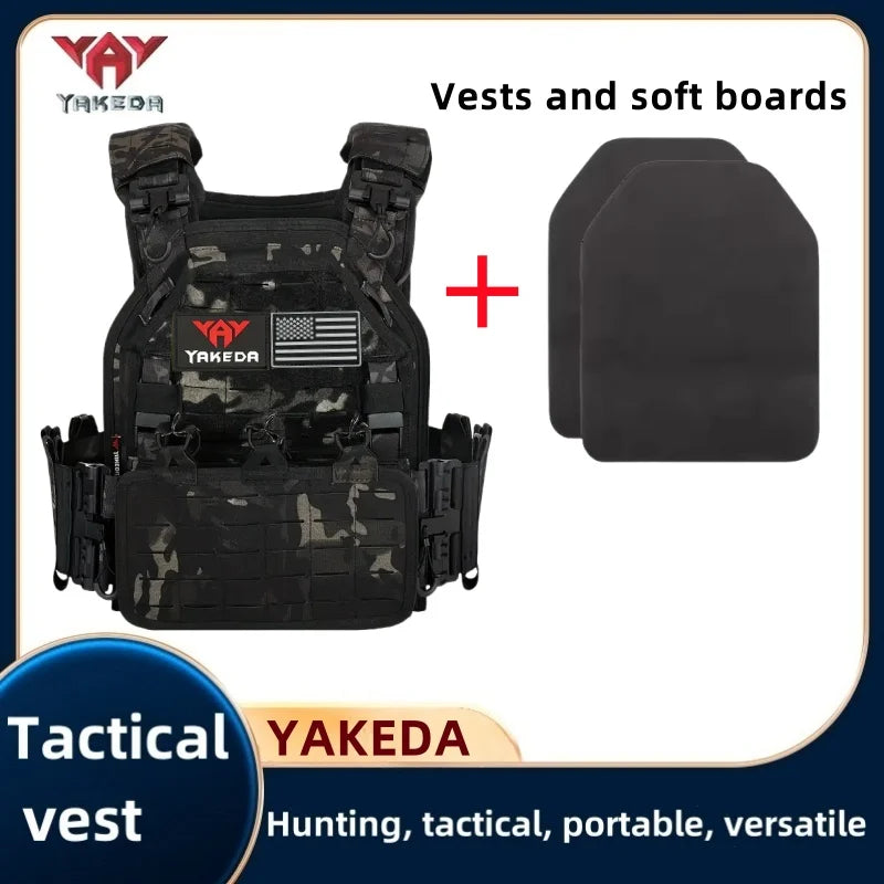 YAKEDA Tactical Vest 6094 Fast detachable light laser cut outdoor hunting black gear carry vest of high quality 1000D nylon