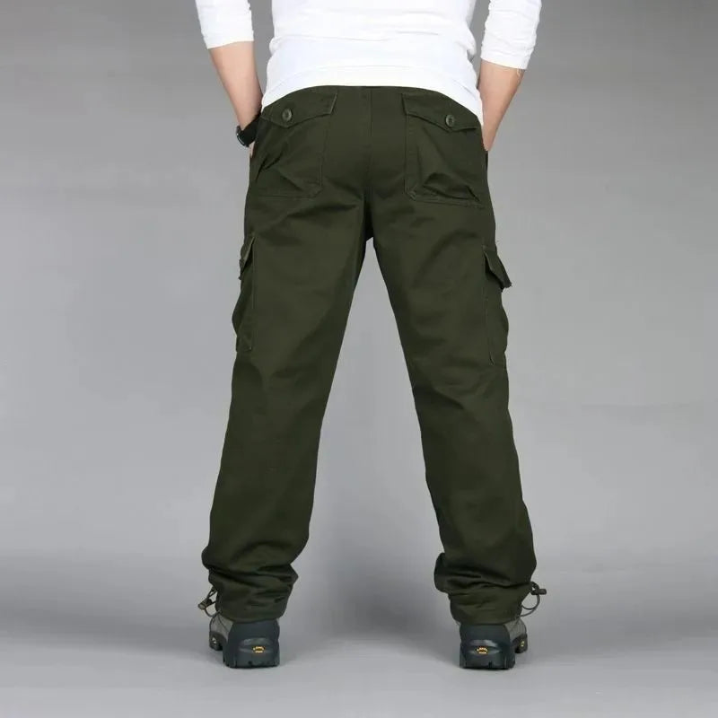 New Men's Pants Multi Pockets Baggy Men Outwear Straight Slacks  Workout Pants Outwear Casual Cotton Long Trousers