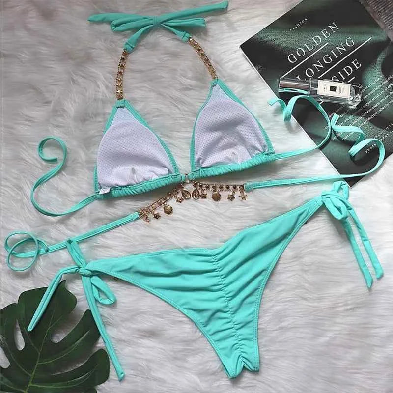 Sexy Bikinis 2026 Women's Solid Color Swimwear Female Swimsuit Swim Wear Bathing Suit Brazilian Bikini Set Beachwear Pool Bather