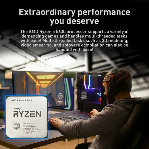 Processeur AMD Ryzen 5 5600 CPU AMD R5 5600 4,4 GHz 6 cœurs 12 threads 32 Mo de cache Socket AM4 pour PC de bureau et jeux
