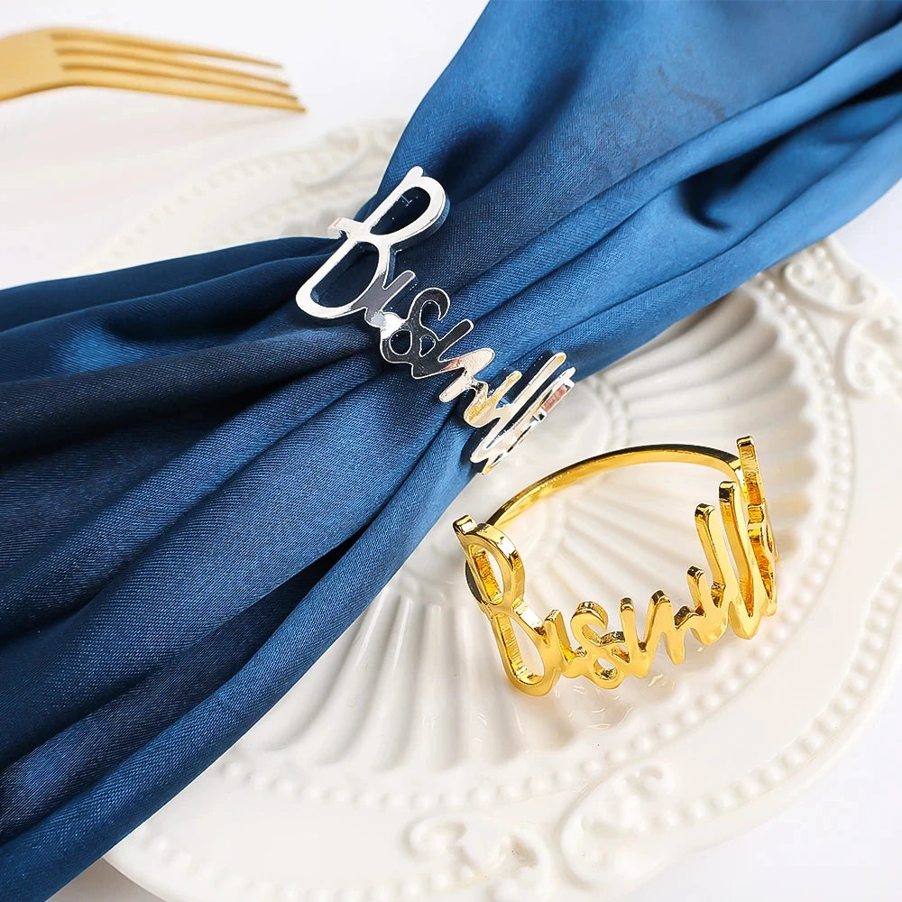 6Pcs Bismillah Napkin Rings Eid Mubarak Muslim Islamic Ramadan Kareem Alloy Napkin Buckle Wedding Dinner Table Decorations