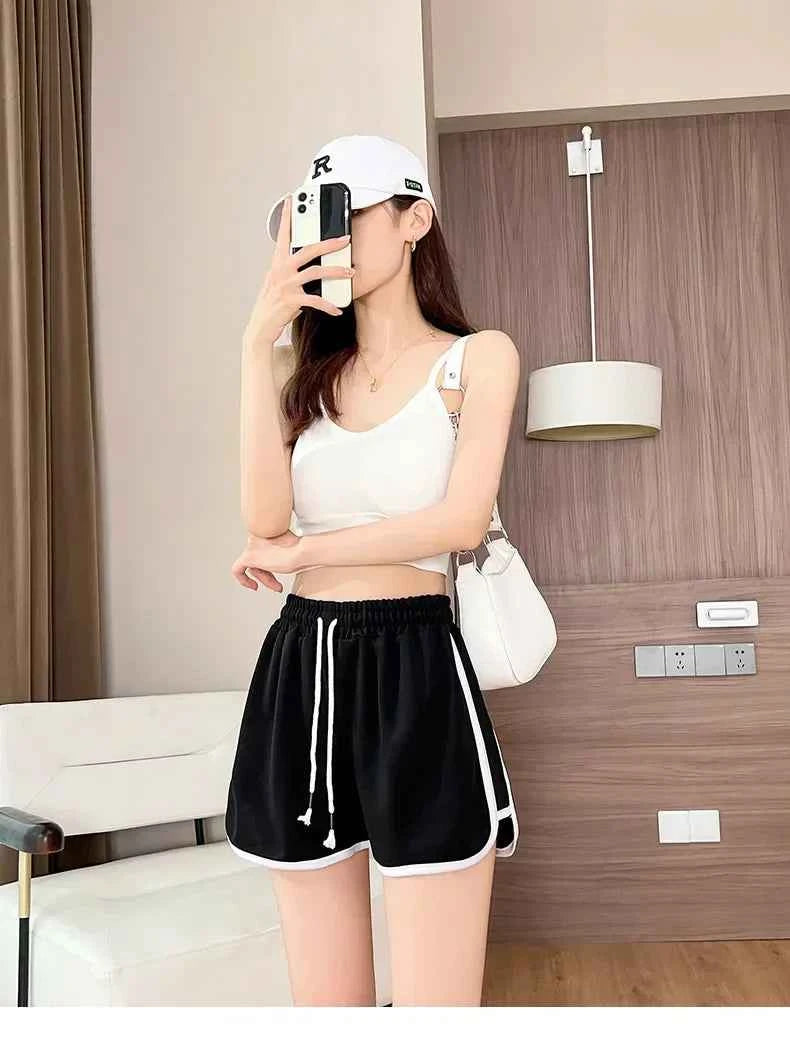 2026 Summer New Women Outdoor Sports and Fitness Shorts Korean Edition Sexy High Waist Yoga Casual Wide Leg Home Sleepers