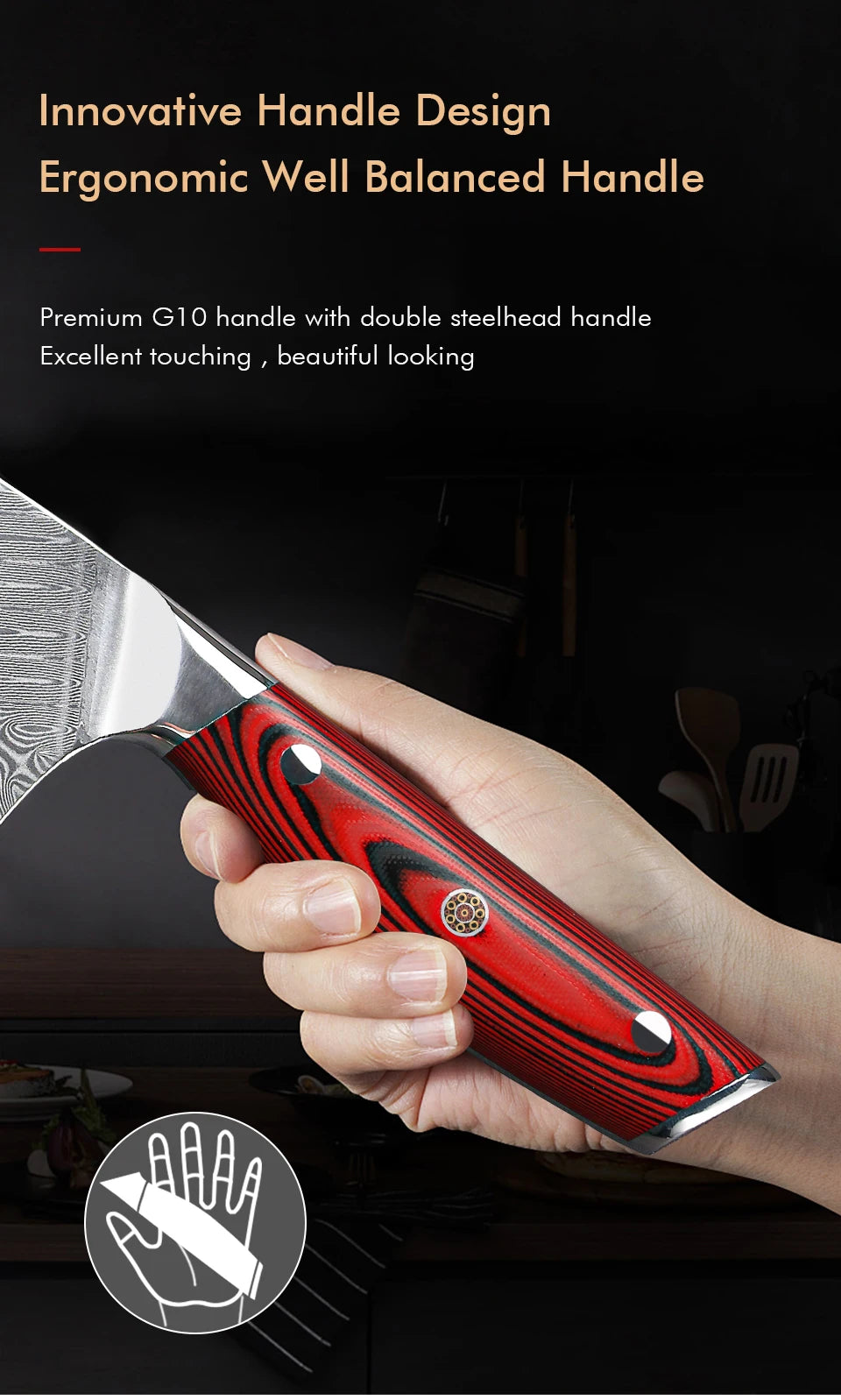 YIZEMA 7" Cleaver Knife Japanese Damascus Steel Sharp Meat Slicer Vegetable Chopper Kitchen High Quality Professional Chef Knife