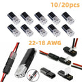 10/20pcs Double-Wire Plug-in Connector with Locking Buckle-Pluggable LED Wire Connectors 2 Pin 2 Way Electrical Wire Connector
