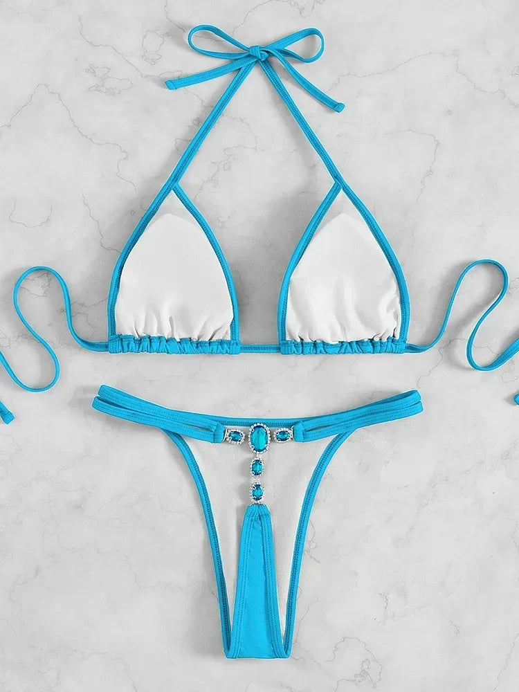 2026 Shiny Crystal Diamond Bikini Women Swimsuit Female Triangle Swimwear Two Pieces Bikini Set Micro String Bather Bathing Suit