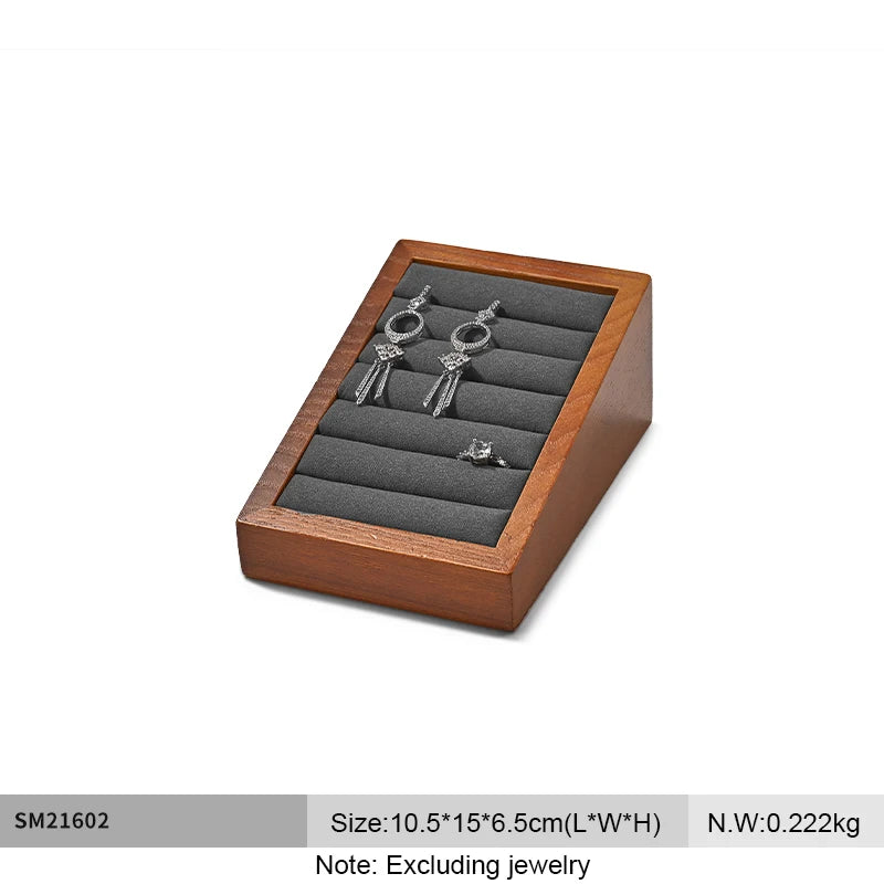 Oirlv Wooden Ring Jewelry Display Stand Jewelry Organizer Rack Earring Storage Rack Counter Ring Display Stand Ring Display Prop