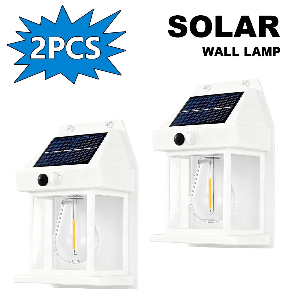 Lot de 4 lampes solaires vintage d'extérieur étanches avec détecteur de mouvement LED, lumières d'ambiance pour jardin, accessoires muraux pour patio, garage