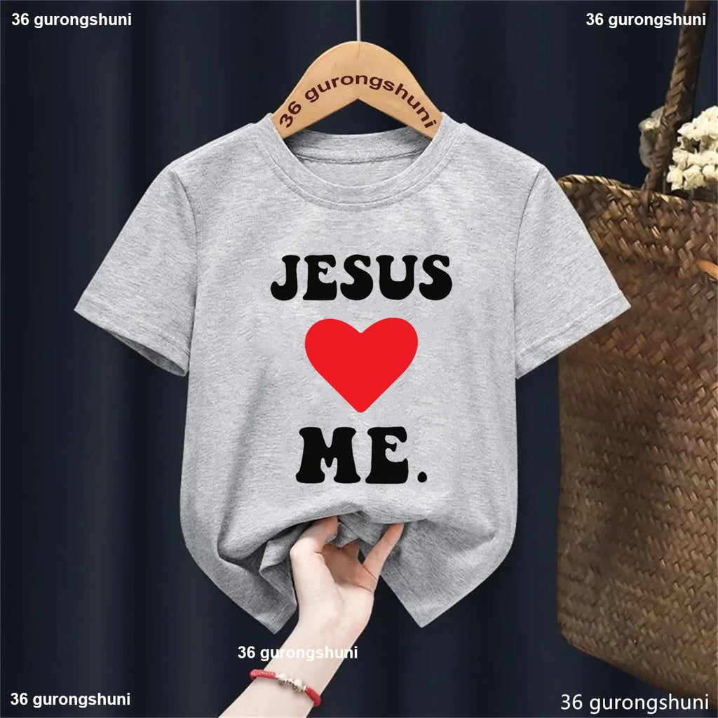 Newest Jesus Love Me Graphic Printed Tshirt Girls/Boys Cool 2-13 Years Kids Clothes Summer Fashion Short Sleeve T-Shirt Tops