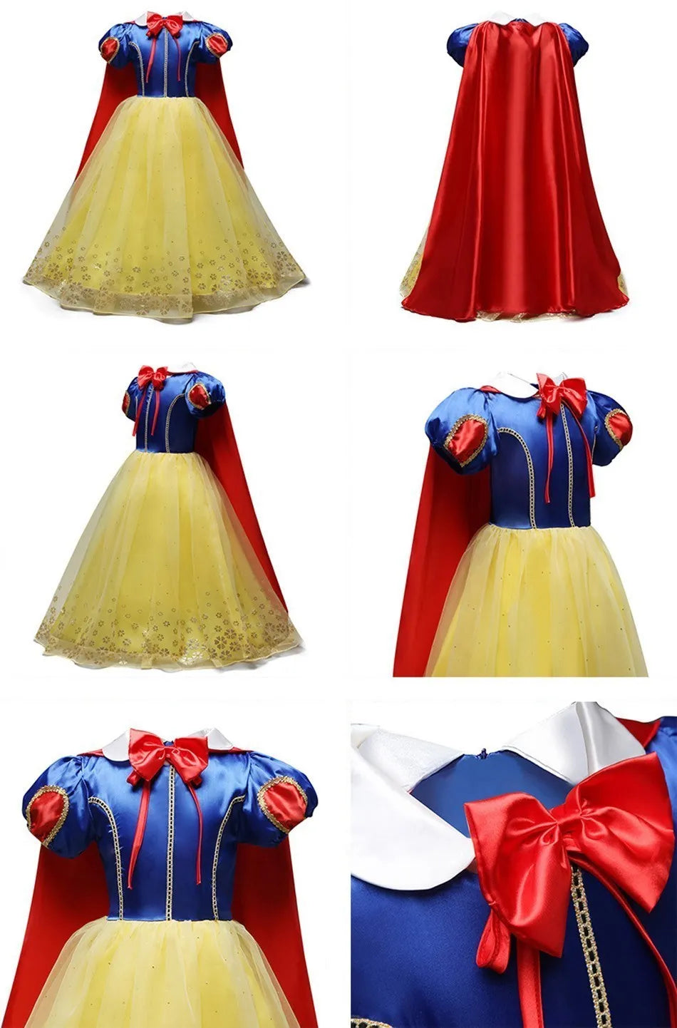 Girl Princess Cinderella Dress Elsa Anna Mermaid Jasmine Belle Snow White Costume Girls Birthday Party Halloween Dress 2-10 Year