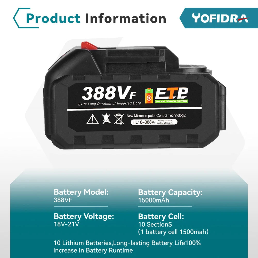 YOFIDRA 4 Gears Brushless Angle Grinder 125mm Cordless Cutting Polishing Cutting Machine Power Tool For Makita Battery Pin