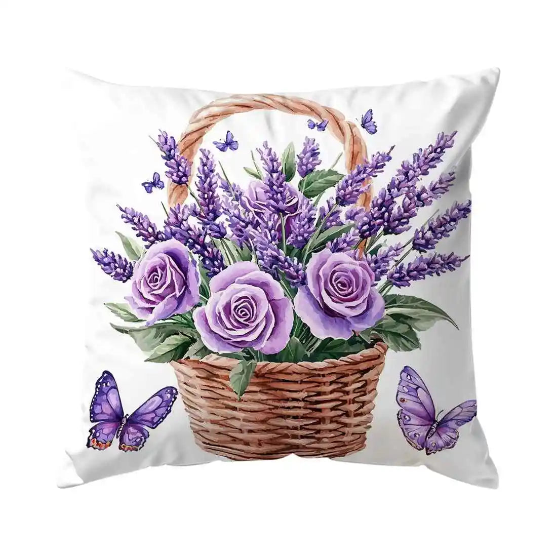 Home Decor Bedding Fantasy Lavender Bicycle Pattern Home Decor Pillowcase Living Room Sofa Polyester Cushion Cover