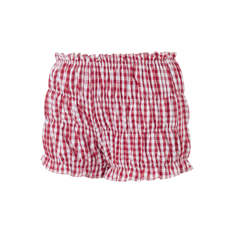 Xingqing Red and White Plaid Shorts y2k Clothes Women Elastic Waist Ruffles Cake Shorts Bottoming Sweet Girl Lolita Pettipants
