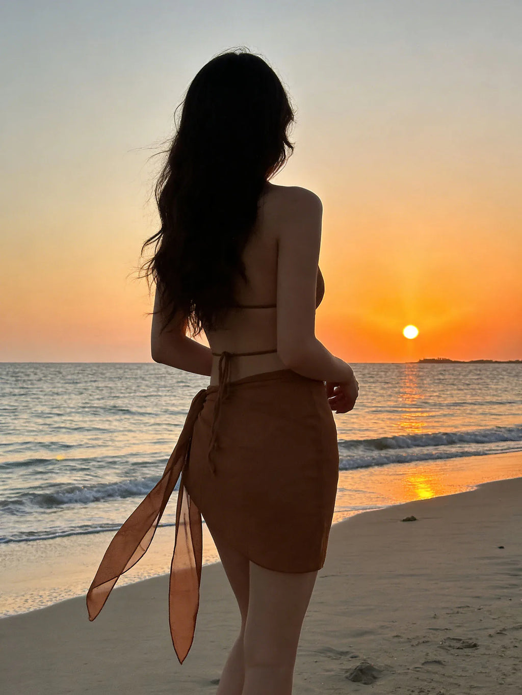 Summer Women Solid Color Short Bikini Wrap Chiffon Skirt Lightweight Scarf Swimsuit Hoodie Beach Swimming Hoodie Skirt