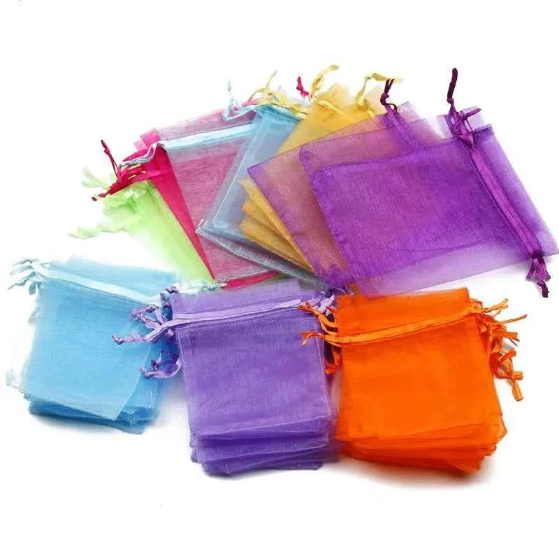 50pcs/Lot Multicolor Jewelry Packaging Bag 7*9 11*16 15*20cm Organza Bags Gift Storage Wedding Drawstring Pouches Wholesales