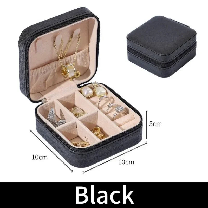 Portable Mini Jewelry Storage Box Travel Organizer Jewelry Case Leather Storage Earrings Necklace Ring Jewelry Organizer Display