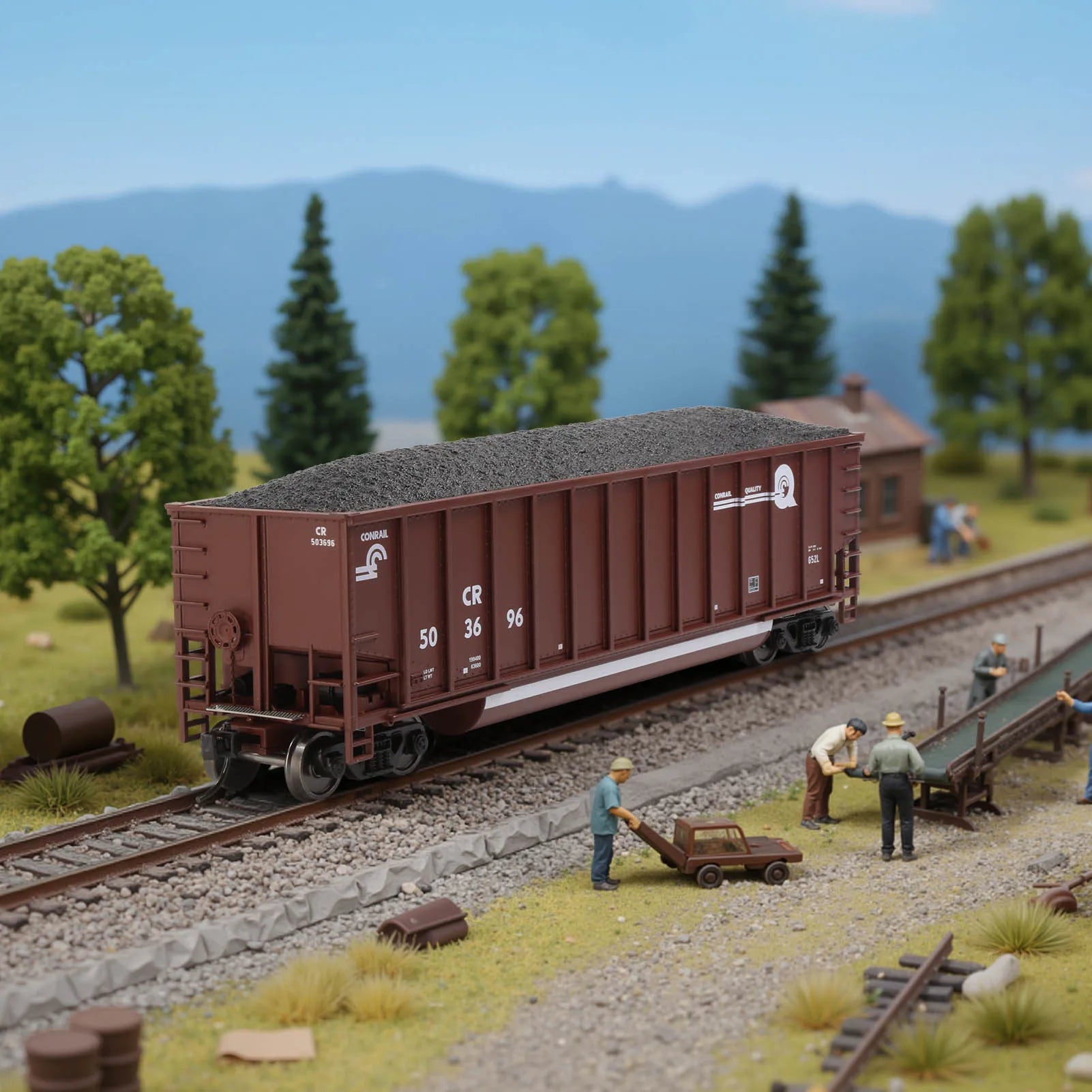 Evemodel Train Wagon HO Scale Coal Car 1:87 Coalporter Hopper Car with Coal Load C8771