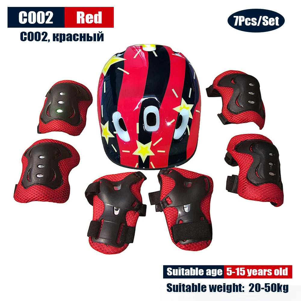 Kids Adjustable Helmet Protective Gear Set Sports Knee Elbow Wrist Pads for Children Boys Girls Bike Skateboard Scooter Roller