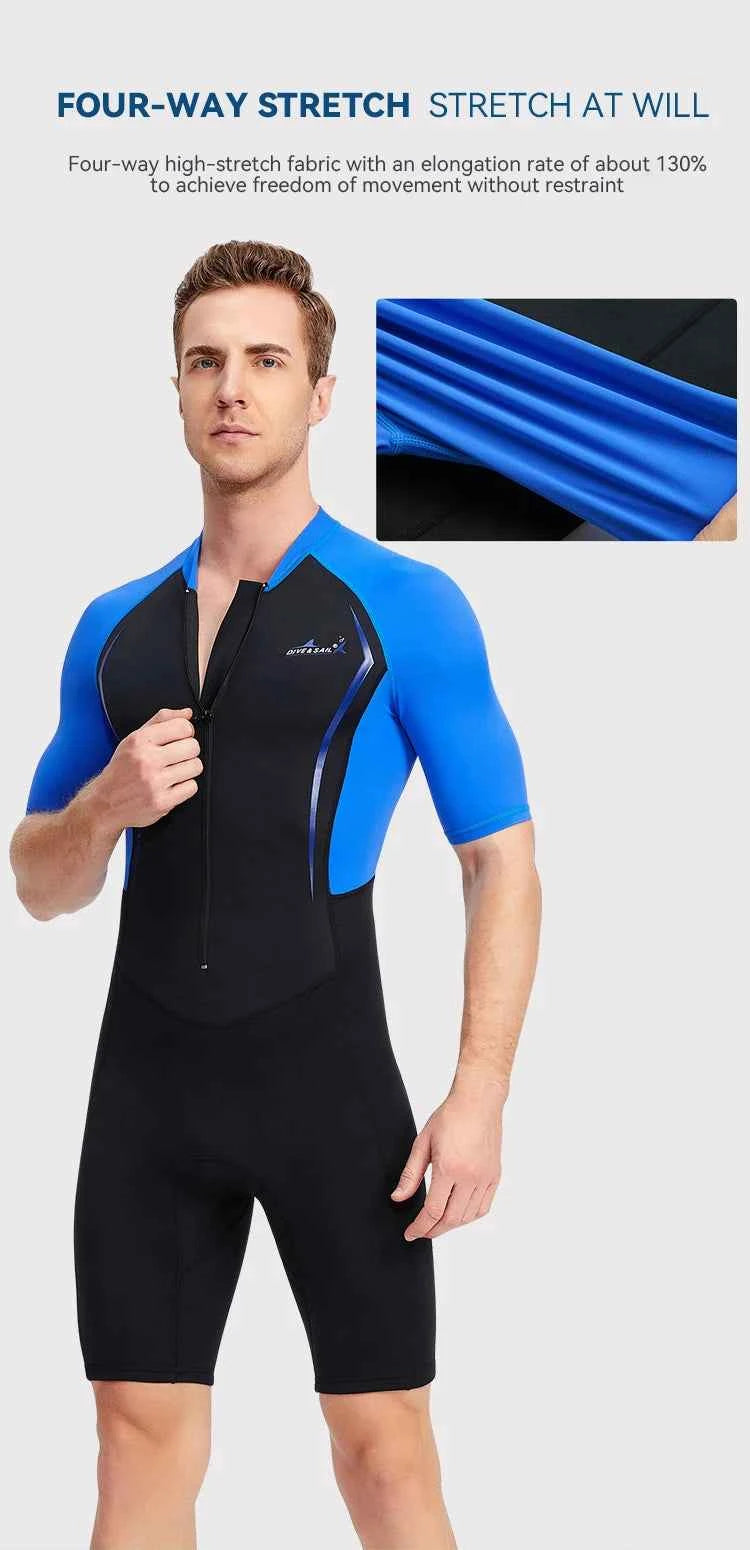 Men Women New Couple Diving Suit One-piece Sunscreen Swimsuit Short-sleeved Shorts 1.5mm Snorkeling Surfing Warm Shorty Wetsuit
