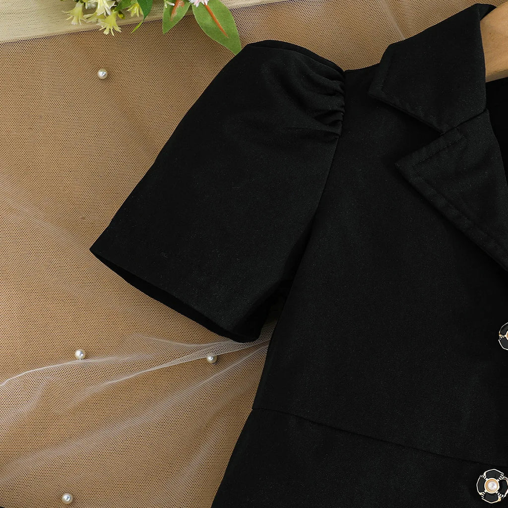 Ceeniu 3-8Y Kid's Jacket Dresses For Girls Lapel Patchwork Frill Blazer Dress For Girls Fashionable Children Clothes Girls