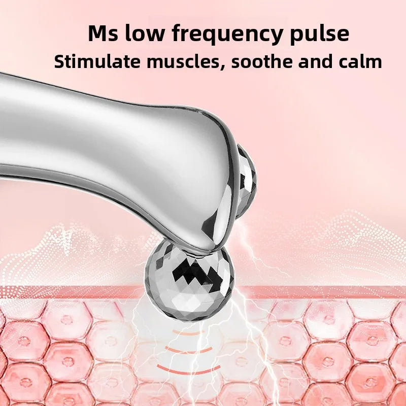4D Roller Massage Tool Microcurrent Massager Three-dimensional Shaping Facial Neck Skin Beauty Device Handheld Electric  Adults