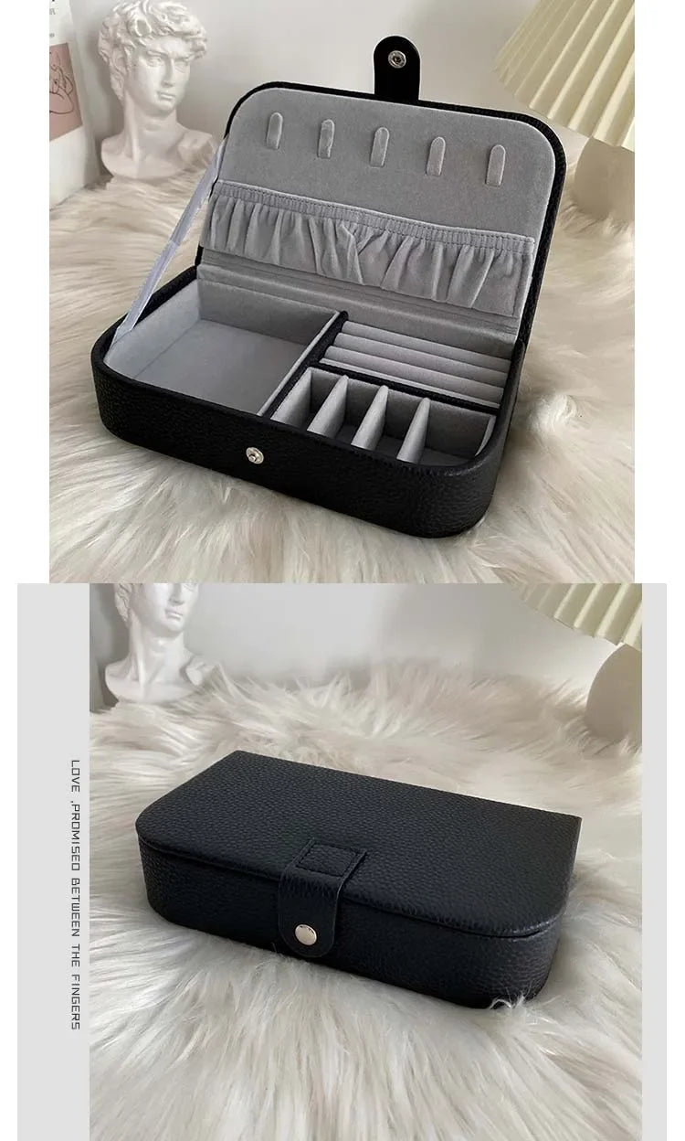 Portable Jewelry Box Jewelry Organizer Display Travel Jewelry Case Boxes Button Pu Leather Storage Zipper Jewelers Packaging